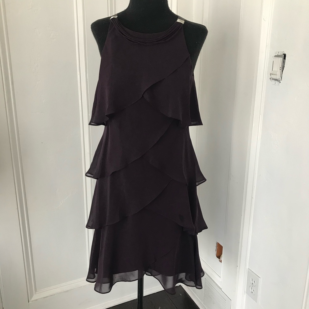 Dark purple chiffon layers 6P SL Fashions dress